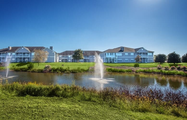 beautiful fountain on campus