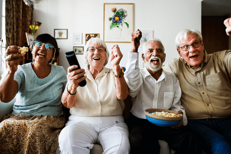 Group of senior friends spending time together in their CCRC.