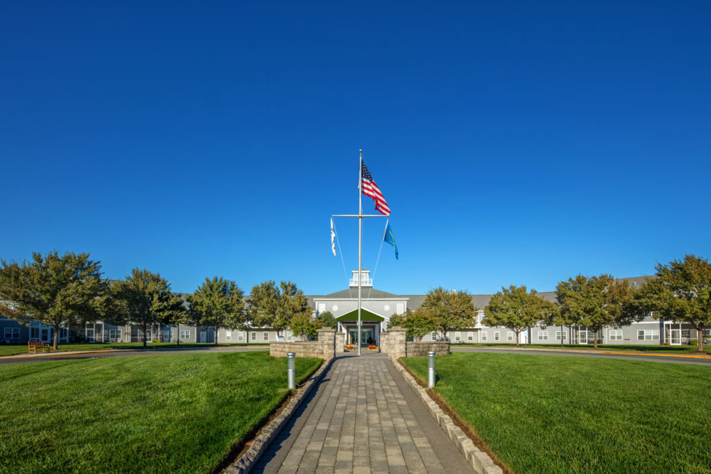 Exterior of Building with American Flag
