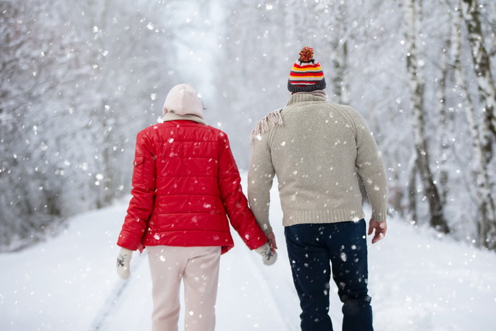 Taking a walk during the winter months is one of many outdoor winter activities for seniors in Lewes, DE